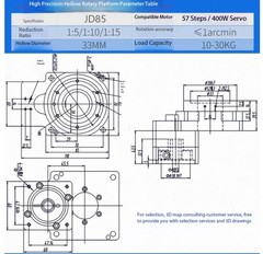 Hollow Rotary Platform 60/85/130/200/280 Electric Indexing Table Servo Gearmotor