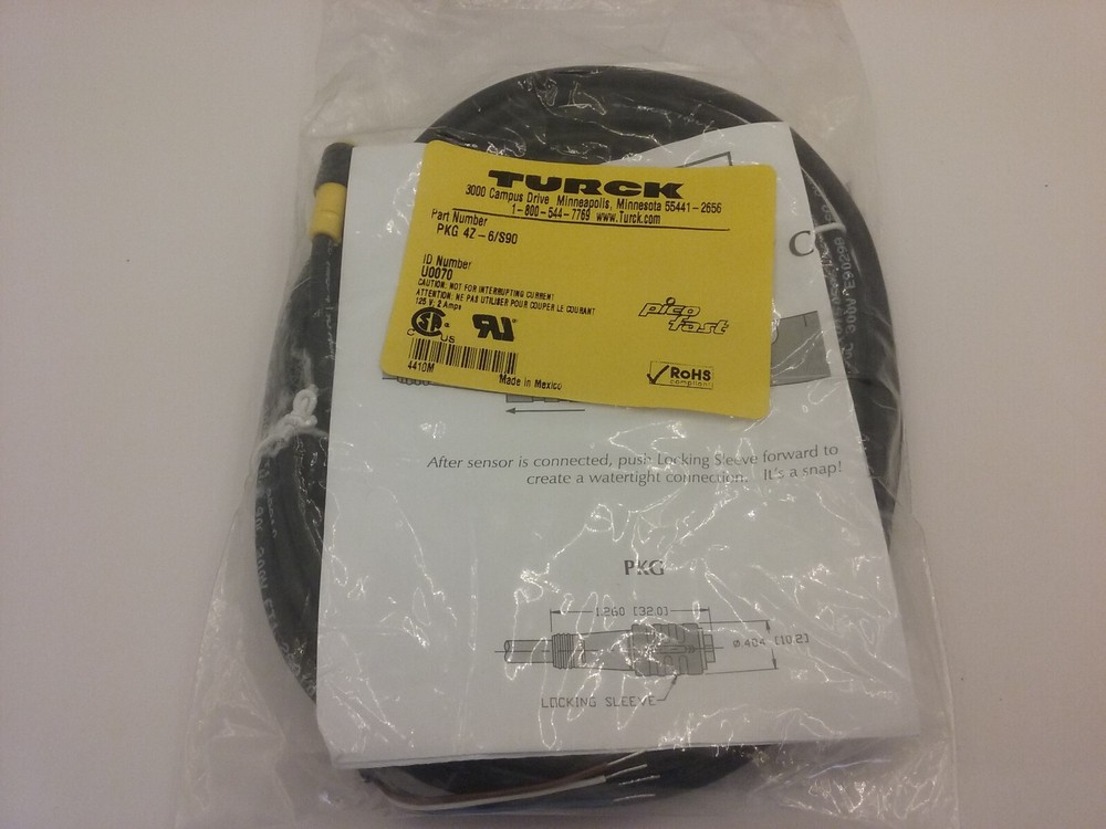 TURCK PKG 4Z-6/S90 PICOFAST MOLDED CORDSET 4 WIRE 6M (U0070) NIB