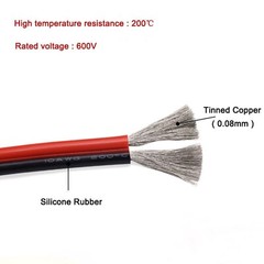 2Pin Red&Black Silicone Wire 10AWG-24AWG Extra Soft Silicone Cable Tinned Copper