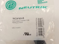 *Lot of 2* Neutrik NC3FXX-B Female XLR Cable Connector 3P – NEW Surplus!