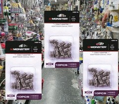 3 Packs Monster Just Hook It Up Double Female Coax F Adapter 75 ohm 900 MHz