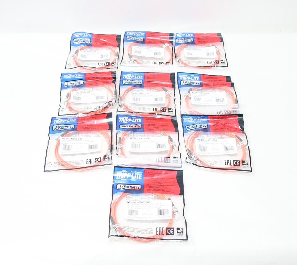 Box Of 10 Tripp Lite N302-006 62.5/125 St/st Fiber Patch Cable 6ft