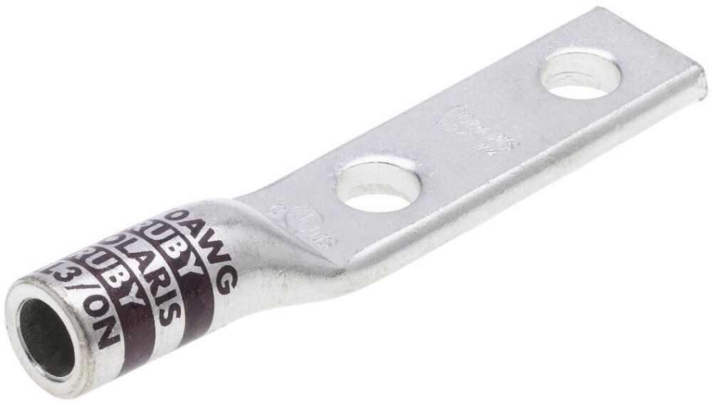 Polaris AL3/0N, 3/0 AWG, 1/2″ Stud, Aluminum, 2-Hole, Compression Lug, 1 pc