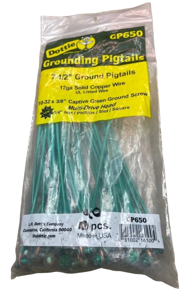(40) Dottie GP650 7-1/2″ Ground Pigtails & (33) 600V OR AWM Style 1452 Pigtails