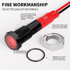 Indicator Light 10pcs 6mm 1/4 AC 12 24V Metal LED Waterproof Red Indicator Light