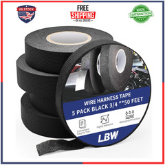 5 Rolls 3/4 Inch X 50 FT Wire Harness Cloth Electrical Tape, Wire Loom Tape Wiri