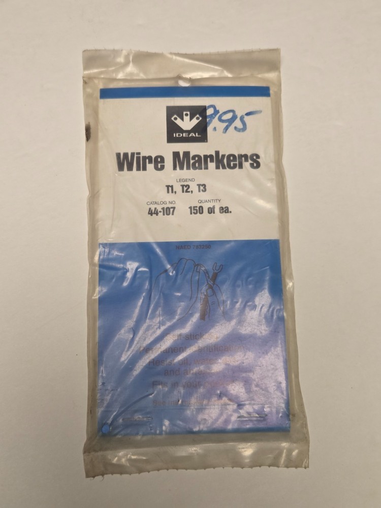 Ideal Wire Marker Booklet 44-107 – Asst T1, T2, T3, 150 Each – NOS