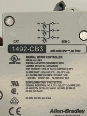 Allen-Bradley 1492-CB3 Manual Motor Controller 3A 480Y/277V 3ph TESTED