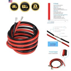 12 Gauge Silicone Wire 10 ft red and 10 ft Black Flexible 12 AWG Stranded Tin…