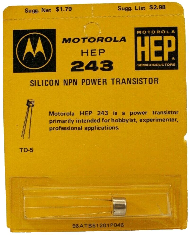 ONE Vintage HEP243 – MOTOROLA – SILICON NPN POWER TRANSISTOR