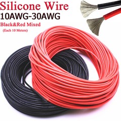 30/28/26/24/22/20/18/16/14/12/10awg Silicone Cable Black&Red Mixed Wire Kits 20M