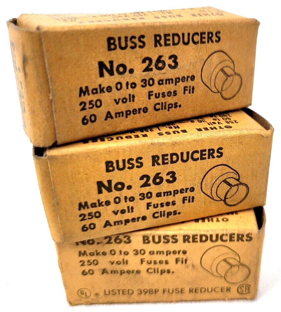 Lot of 3 – BUSS 263 Bussmann Fuse Reducers (Box of 2) – Next Day Option – New