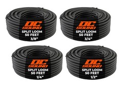 DC Sound 4-Pack 1/4″, 3/8″, 1/2″, 3/4″ x 50 Feet Each Split Wire Loom Convoluted