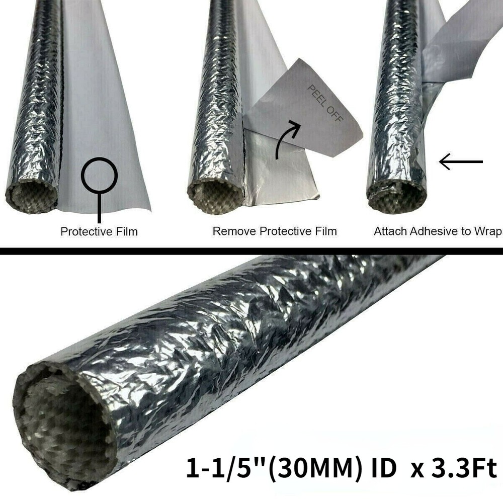1-1/5″ Self Closed Aluminized Sleeve Heat Shield Protection for Wire Cable Hose