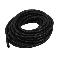 9.9 M 7×10 mm Plastic Flexible Corrugated Conduit Tube for Garden,Office Black