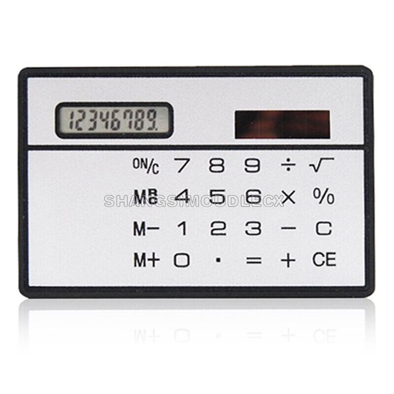 8 Digits Ultra Thin Mini Slim Credit Card Solar Power Pocket Calculator Travel D
