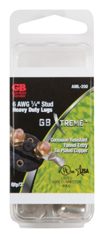 Gardner Bender AML-200 #6 AWG Heavy Duty Tin Plated Copper Lug 1/4 in.