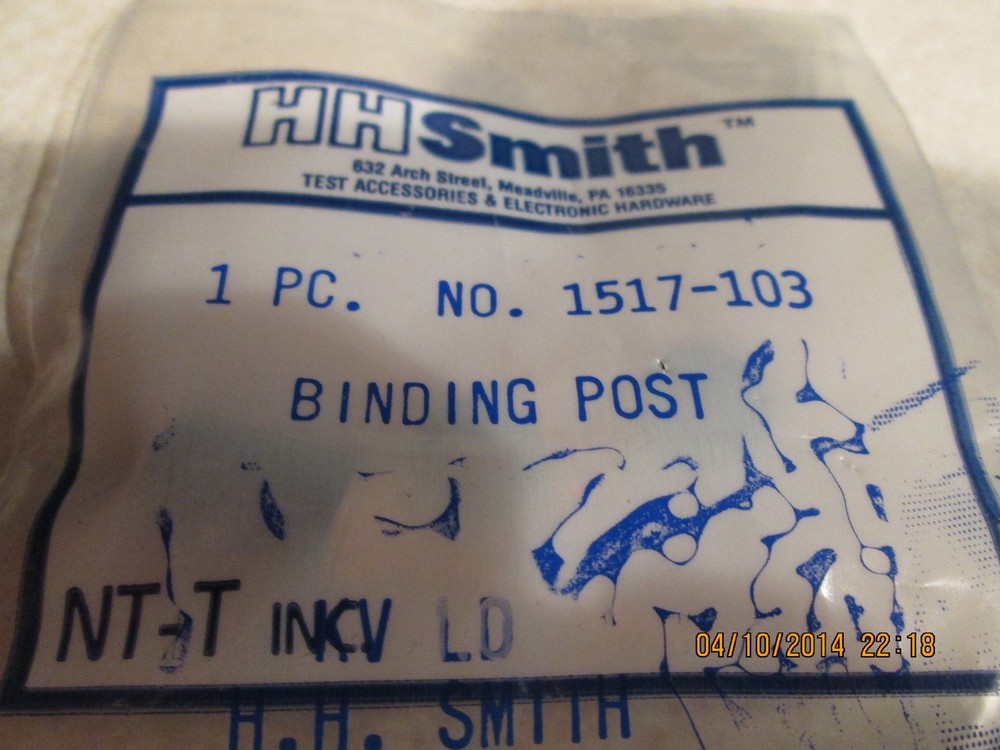 HH Smith 1517-103 Binding Post, Black (NEW)