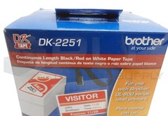 SEALED NEW BROTHER DK-2251 BLACK/RED ON WHITE PAPER TAPE 2.4″ X 50′