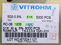 VITROHM 1000x SMD Resistor 51kΩ RC-06 1206 51000 Ohm Model 502