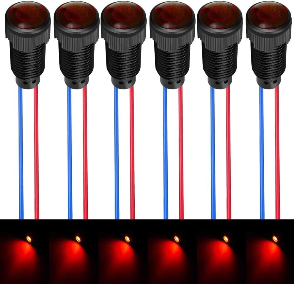 6pcs Red LED Indicator Indicator Light 110VAC 10mm Mounting Hole Flame