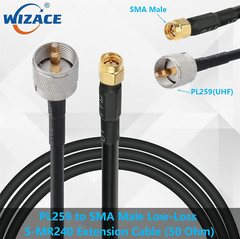 WIZACE 3, 10, & 15 ft SMA Male to PL259 UHF S-LMR240 Extension Cable 50 (Ohm)