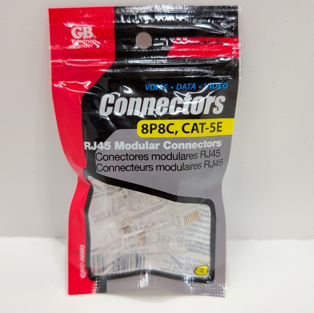 Gardner Bender GMC‑88M5 Modular Plug Cat 5 RJ45 Connectors 8‑Pack New