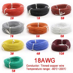 18AWG 0.75mm² Flexible Silicone Cable, HIGH TEMP 200℃, 0.08mm Tinned Copper Wire