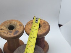Vintage wooden spools with copper wire, 7 different pieces