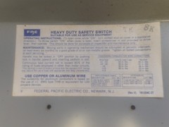 FPE P/N: 1136SNR 100AMPS 600 VOLTS 4SN AC POLES DISCONNECT SWITCH