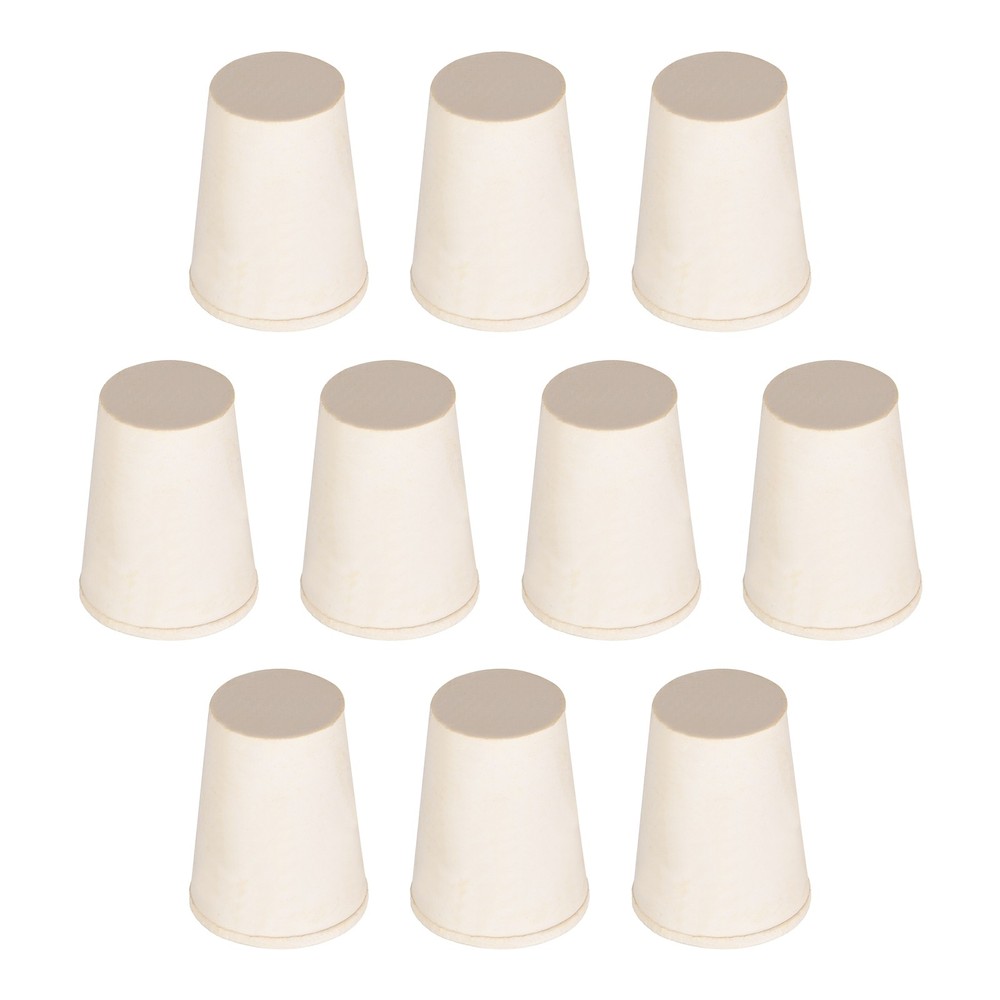 Solid Lab Rubber Stoppers Drilled Silicone Plugs 11-15mm /Beige/ 10Pcs