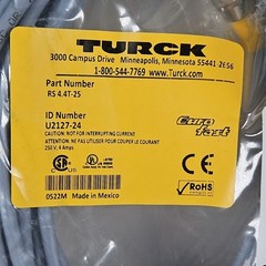 New TURCK RS 4.4T-25 Cordset U2127-24 M12 Male Straight Flying End Connector 25M