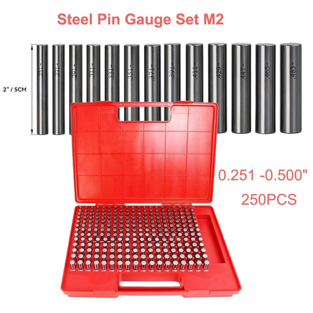 190/250Pcs Pin Gage M1/M2 0.061”-0.500” Metal Gage Set Minus Class ZZ Storage