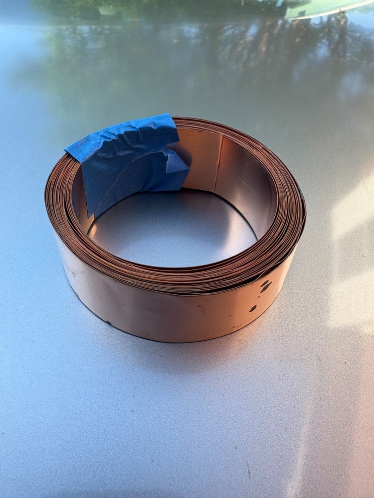 Copper ground strap Flat- 1.25 Inch wide;22 Gauge – 10 FT roll