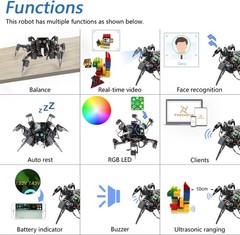 Freenove Big Hexapod Robot Kit for Raspberry Pi 5 4 B 3 B+ Zero 2 W,…