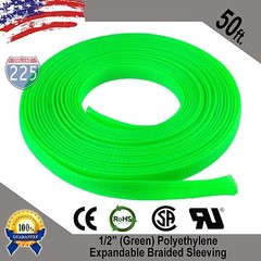 50 FT 1/2″ Green Expandable Wire Cable Sleeving Sheathing Braided Loom Tubing US