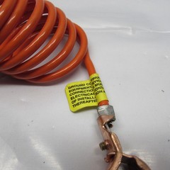 5 ft. Coiled Grounding Wire Assy w/75A End-to-End Copper Alligator Clips Clamps