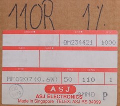 ASJ 1000x resistance MF0207 tolerance ±1% 110kOhm 0.6W unused in original packaging