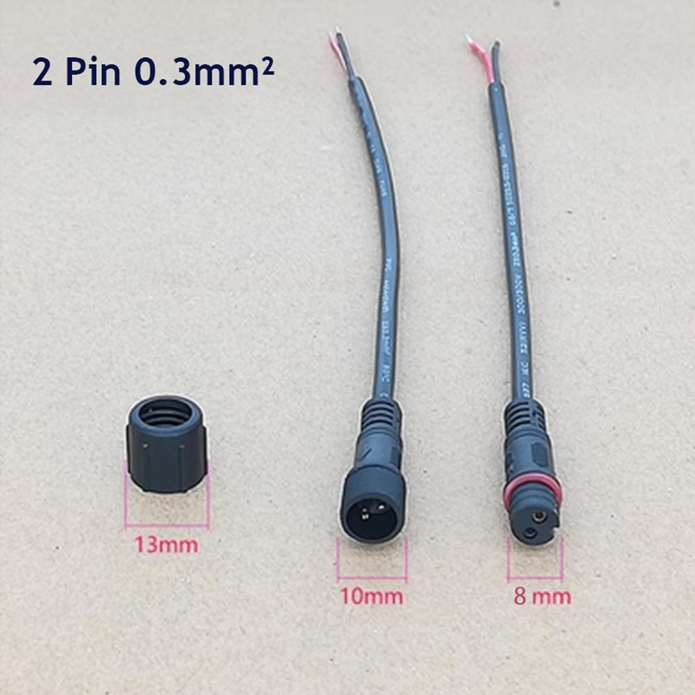 40cm Waterproof Male & Female Plug Wire Connector Cable Electrical Wire 2-8Pin