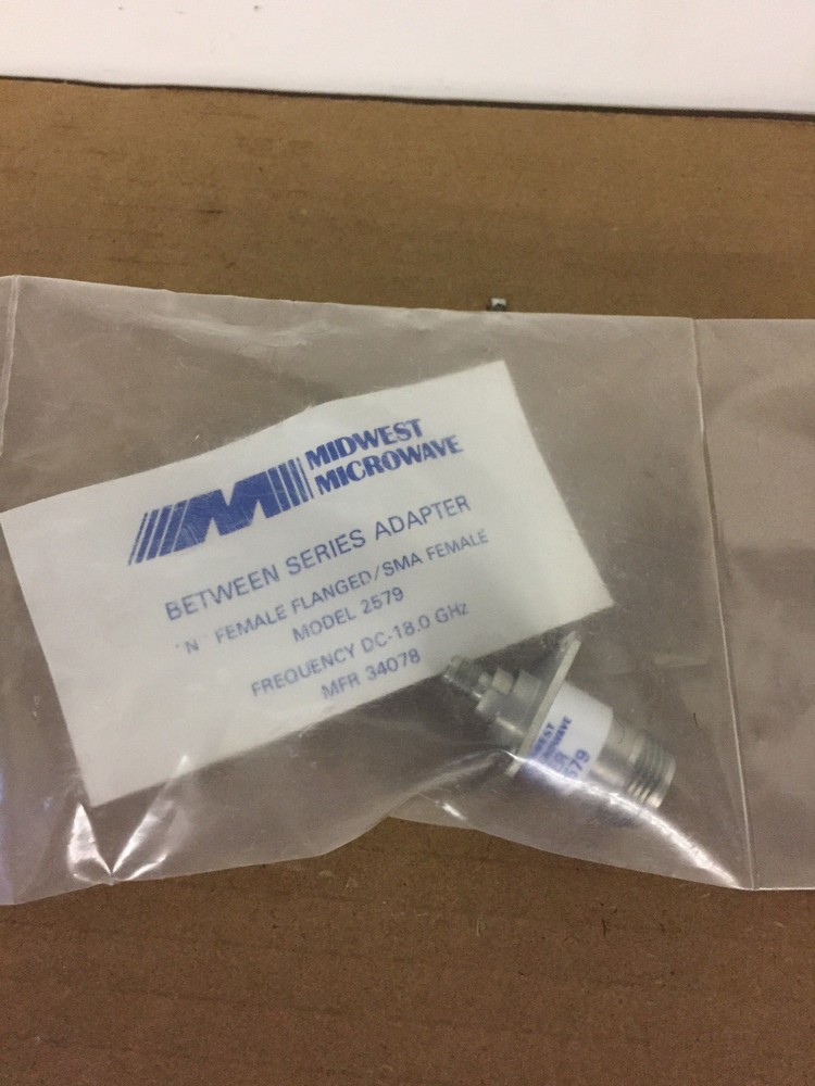 NEW MidWest Microwave Adaptor, Model 2579… “N” female flanged /SMA Female.