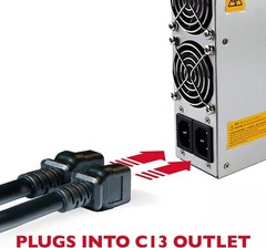 PSU Cord for L7 L9 S19 S19 pro S17 Dual Power Supply Cord C20 to Dual C13 – 1M