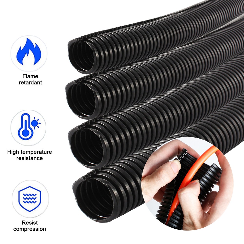 Split Corrugated Conduit Wire Cable Sleeve Flex Wiring Loom Tubing Wire Wrap Lot
