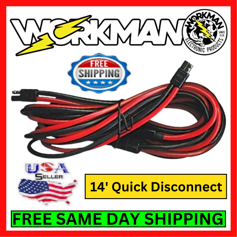 Workman TP-8B 14′ 2-Pin 8 AWG Polarized Quick Disconnect Bullet Lead CB Radio