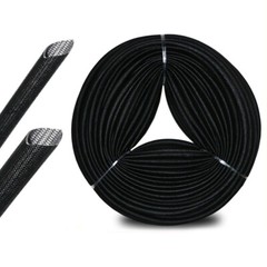 Black Silicone Fiber Glass Tube Wire Cable Insulating High Temp Sleeving 2-20mm