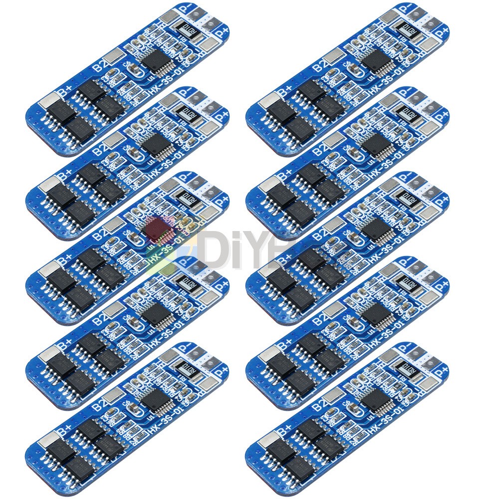 10Pcs 3S 10A BMS Charger Li Battery Protection Board Circuit Board 10.8V 12.6V