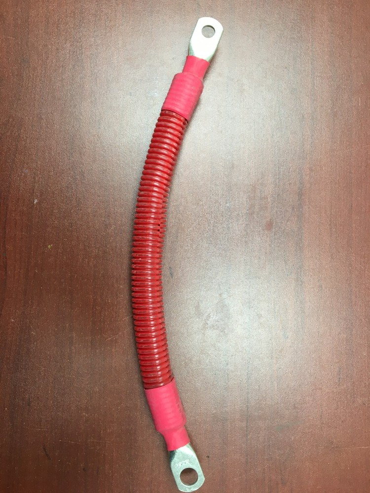 2AG FLEXAPRENE LEAD CABLE-14″ 600V-50C 105C ROHS SAEJ1127 w 3/8 & 1/2 lugs USA