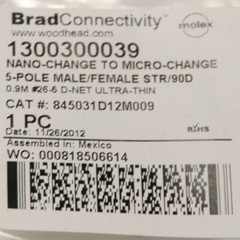 (3) NEW Woodhead Brad Connectivity 1300300039 Nano to Micro Change Cable 0.9M