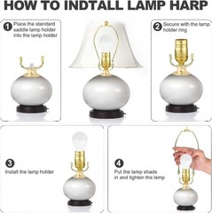 7 Inch Lamp Harp Kit 17.5mm Solid Brass Ball Finial Heavy Duty Bracket Saddle