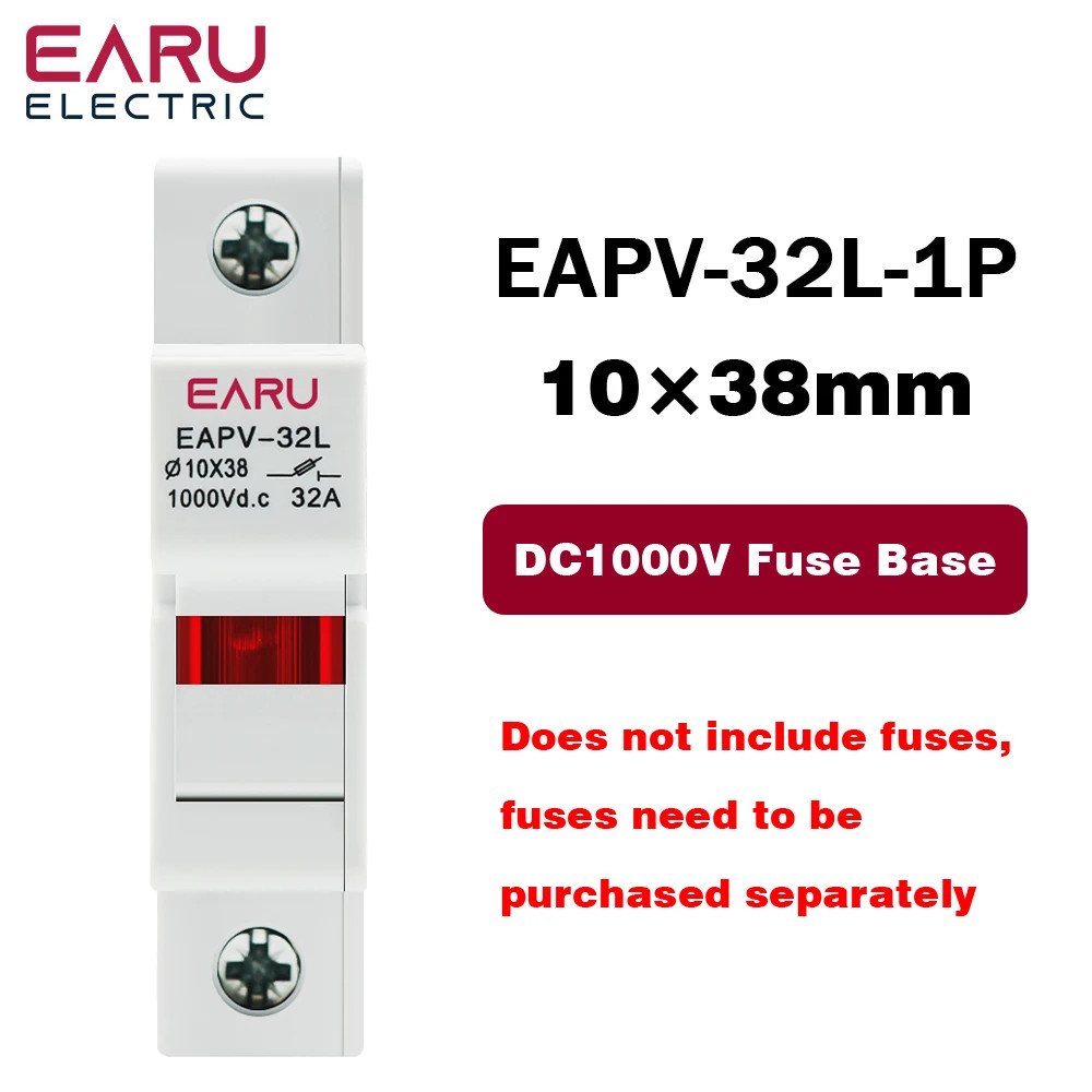 1P 2P Parallel Din Rail DC Fuse Holder 10*38Mm High Voltage Solar PV 1000V Base