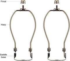 Antique Brass 7 Inch Lamp Harp Kit 3/8 Saddle Base Light Duty Pack 2 Lamp Shade